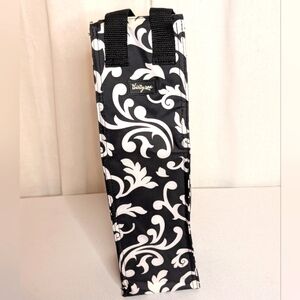 Thirty-One Black and White Scroll Insulated Wine Beverage Tote EUC
